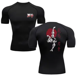 Anime Baki Hanma Men'S T Shirt Gym Fitness Boxing Outdoor Training MMA Rash Guard Boxing Tshirt Herren Jiu Jitsu Bjj Sport Shirt