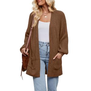 MEROKEETY Women's Open Front Long Lantern Sleeve Cardigan with Pockets Winterfashion Pinkaesthetic Tiktokshopvalentinesday