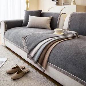 Solid Color Chenille Sofa Cushion Cover, 1 Count Non-slip Sofa Cover, Home Decoration Supplies for Living Room, Couch Slipcover, Sofa Slipcover