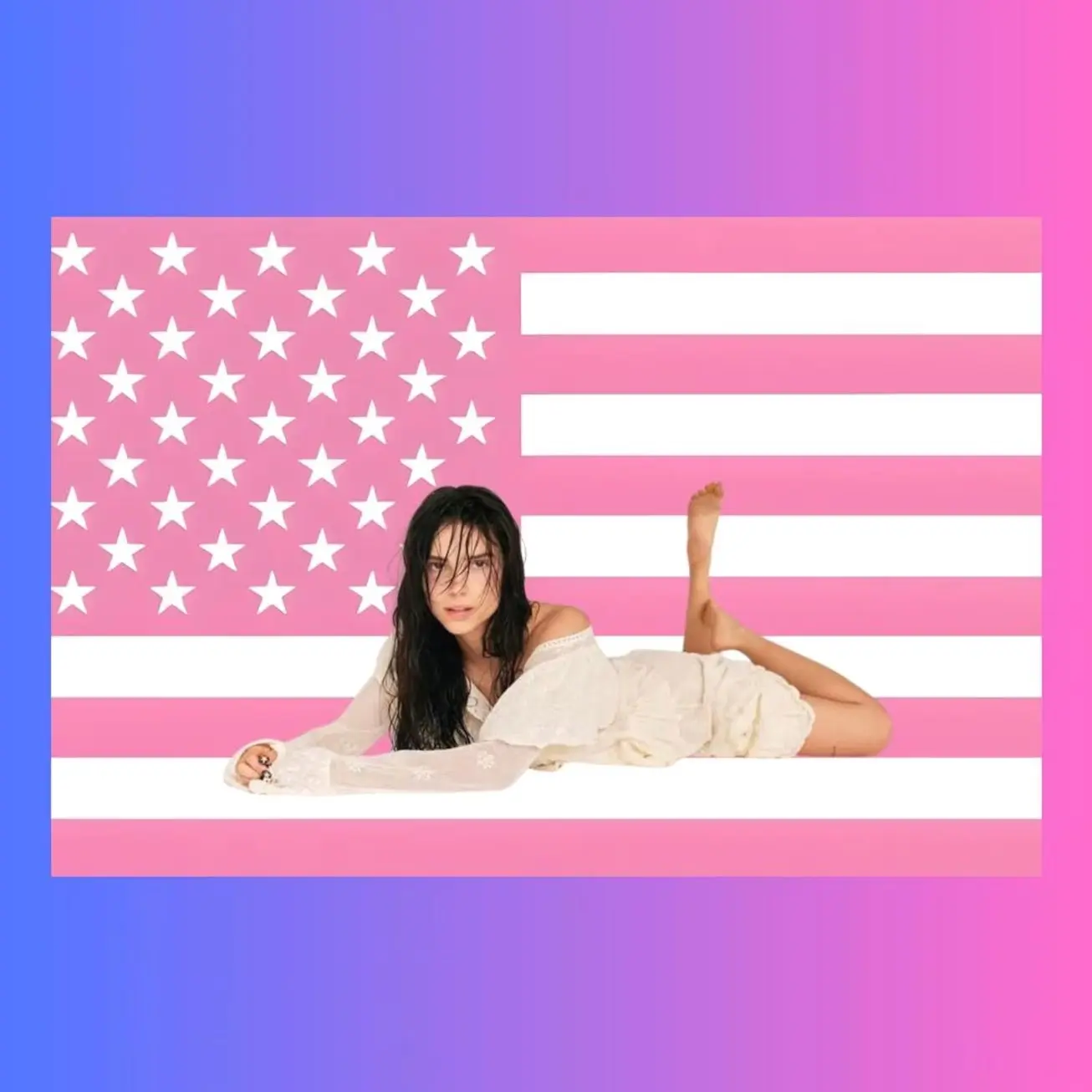 Inde Navarette Pink American Flag Tapestry | Celebrity Actress Wall Art | TV Fan Flag | Dorm Room Decor | Inde Navarette Gift