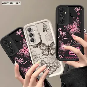 Cute pink butterfly Phone case suitable for Samsung Galaxy A22/A22 5G/A30/A14 5G/A23/A32/A34 5G/A24 4G/A35 5G/A55 5G/A16 5G/A31/A50/A51/A33 5G/A26 5G/A32 5G/A14 4G/A15 4G/A52 5G/A53 5G/A54 5G/A13 5G/A13 TPU soft cover cell phone case