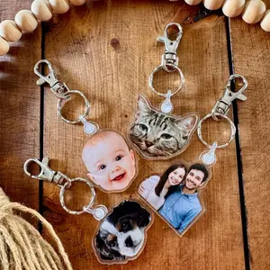 CUSTOM PHOTO Keychains, Die Cut Acrylic Photo, Custom Logo, Dog Photo Keyring, Baby Diaper Bag Charm, Personalized Cat Keychain
