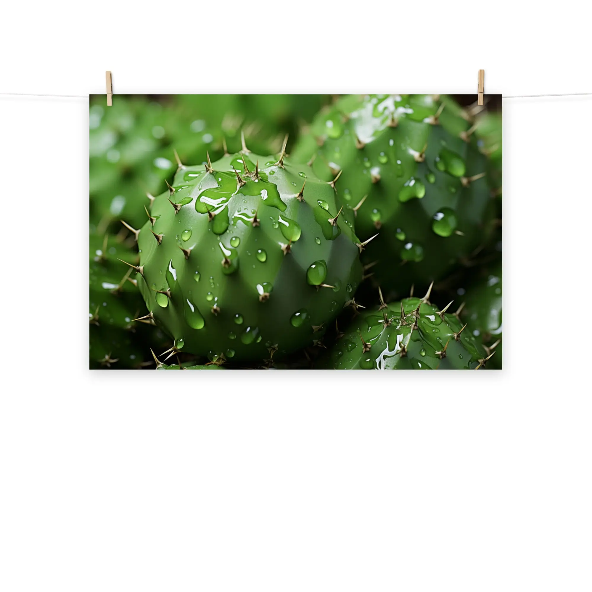 Modern Cactus Art: A Prickly Ensemble Cactus Photorealism - Digital Artwork Loose Art Print