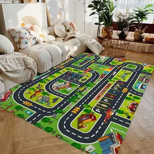 Car Play Mat for Boys and Girls Highway City Traffic-Themed Rugs for Kids Toy Cars Kids Rugs for Playroom Non-Slip Kids Play Rug#Color:1,Size:40x60cm
