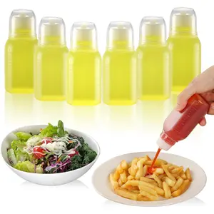 6 count 2oz Salad Dressing Container to Go, Leak Proof Travel Size Salad Dressing Bottles for Lunch with Screw Cap, Small Condiment Containers with Lid