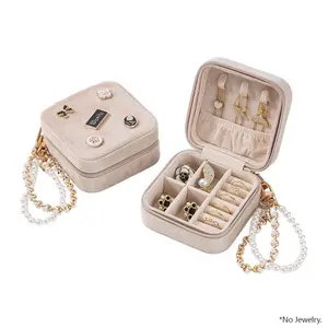 Velvet Jewelry Box Travel Jewelry Organizer with Mirror Soft Plush Case for Necklaces, Earrings, Bracelets & Rings Gift for Women, Girlfriend, Mom or Best Friend