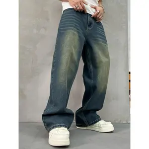 Men's Vintage Wide Leg Jeans Loose Casual Comfy Denim Pants Daily Wear Woven Bottoms All Seasons Denim Streetwear Loose Jeans Trousers Loose Casual Fit 2026 Breathable Soft Lightweight Trendy Home Outdoor Hip Hop Jogging