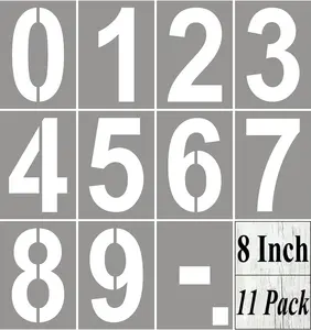 8 Inch Large Number Stencils for Painting - 11 Pack Number Stencil Templates for Curb Address, Cakes, Cookies, Mailboxes and Crafts