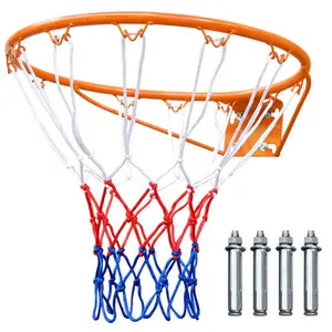 Basketball Rim Replacement Standard 18" Steel Rim Wall Mounted Basketball Goal Hoop with Net for Indoor Outdoor Orange playground