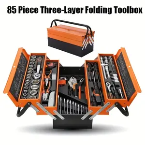 85 pcs tool set socket set 1/4 inch and 1/2 inch dual drive ratchet socket set heavy-duty metal box suitable for automotive home and industrial use professional grade tools, perfect for homeowners and automotive mechanics