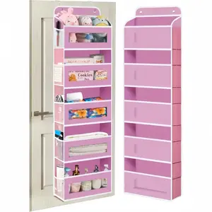 Door Hanging Storage Rack - 5-Tier Design with 5 Large Capacity Pockets Anti-Tip for Efficient Organization Safe Storage Easy Access Versatile Container Organizer  Capacity Upgraded Version Gray - Open Display Shelf