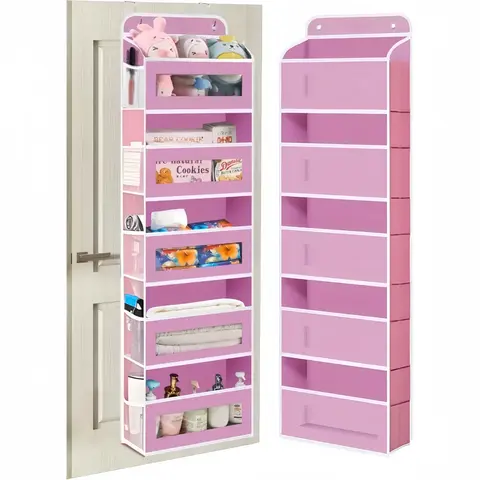 Upgraded Gray Hangable Over-the-Door Organizer Shelving & Storage - 5-Tier Home Organizer with 5 Large Pockets, Anti-Tilt Design, Open Shelf, Quick Access, 20kg Capacity, for Hanging Room Storage, Small Bathroom Solutions