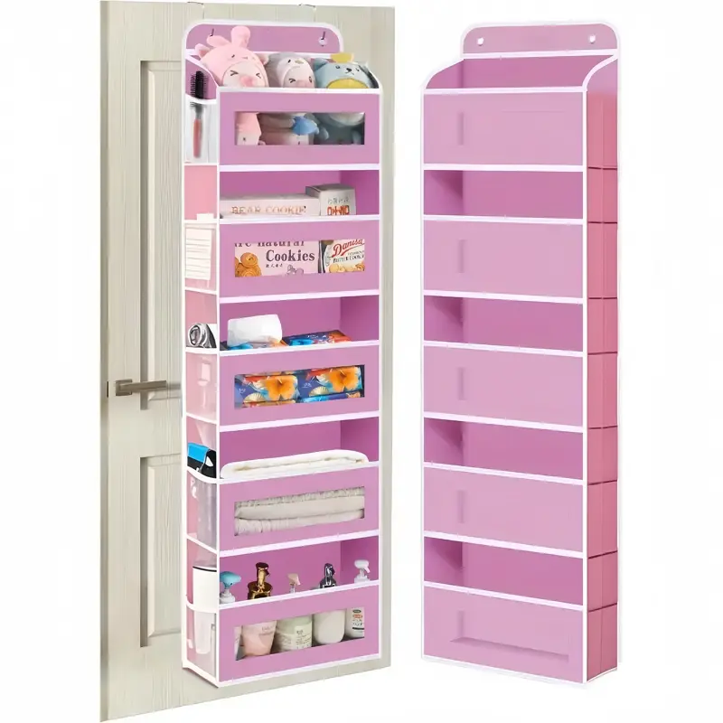 Upgraded Gray Hangable Over-the-Door Organizer Shelving & Storage - 5-Tier Home Organizer with 5 Large Pockets, Anti-Tilt Design, Open Shelf, Quick Access, 20kg Capacity, for Hanging Room Storage, Small Bathroom Solutions