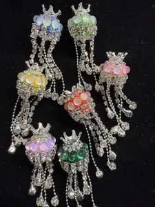 254-260 10PCS Crown Jellyfish Beads | Luxury Rhinestone DIY Charms for Jewelry & Pens