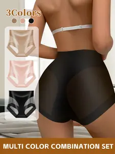 QUASTI 3PCS High Elasticity Brief for Women, Soft Strech Ladies Breathable Panties, Breathable Comfy High Waist Knicker For Women, Ice Silk Mesh Splicing Design Sexy & Fashionable Back To School Gifts for Girls