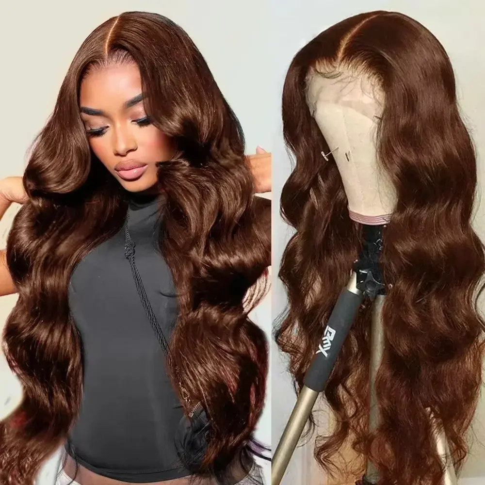 Crown 13X6 Chocolate Brown HD Lace Front Human Hair Wigs Body Wave Human Hair Wig  Crown Class Company