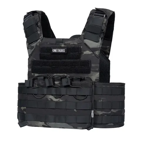 ONETIGRIS Tactical Vest Adjustable Airsoft Men, Quick Release 500D Nylon Vest with MOLLE Webbing, Outdoor Training Protective Gear, 36-46" Waist & 13-26" Shoulder