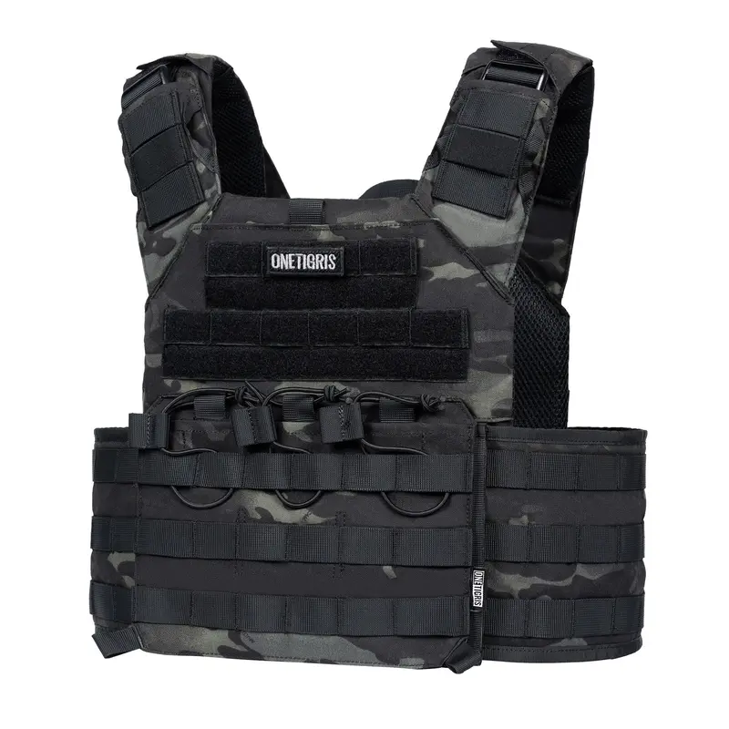 ONETIGRIS Tactical Vest Adjustable Airsoft Men, Quick Release 500D Nylon Vest with MOLLE Webbing, Outdoor Training Protective Gear, 36-46" Waist & 13-26" Shoulder