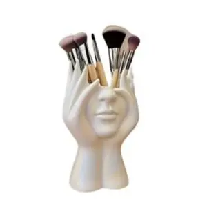 Human figure makeup brush storage rack, durable resin tabletop storage box, decorative statue design, lightweight and practical, perfect for 11 holidays, Beauty Organizer, Makeup Organizer Box