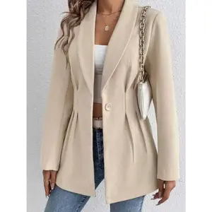 One Button Long Sleeve Blazer