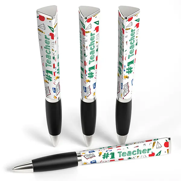 Birthday Girl Pen, Triangular Barrel, 360° Full Imprint, Silver, Bright, Festive, Medium Point, Twist Action, Smooth Writing, Modern Office Stationery for Favorite Teachers