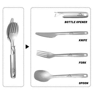 Pure Titanium Cutlery Set Lightweight Titanium Utensils Durable Silverware Eco-Friendly Including Steak Knife Fork and Spoon for Gift, Camping