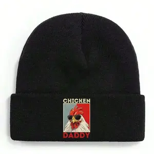 S&T Chicken Daddy  A Cool Rooster With Sunglasses Poster Winter Beanie For Men Women Soft Warm Knit Hat Ski Stocking Cuffed Cap