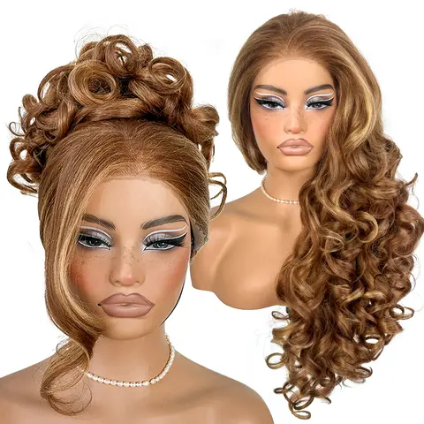 Glueless Lace 13x6 Wig Pre-Cut Synthetic Yaki Body Wave HD Lace Wig With Pre-Plucked Hairline Balayage Wear And Go Wig For Black Women