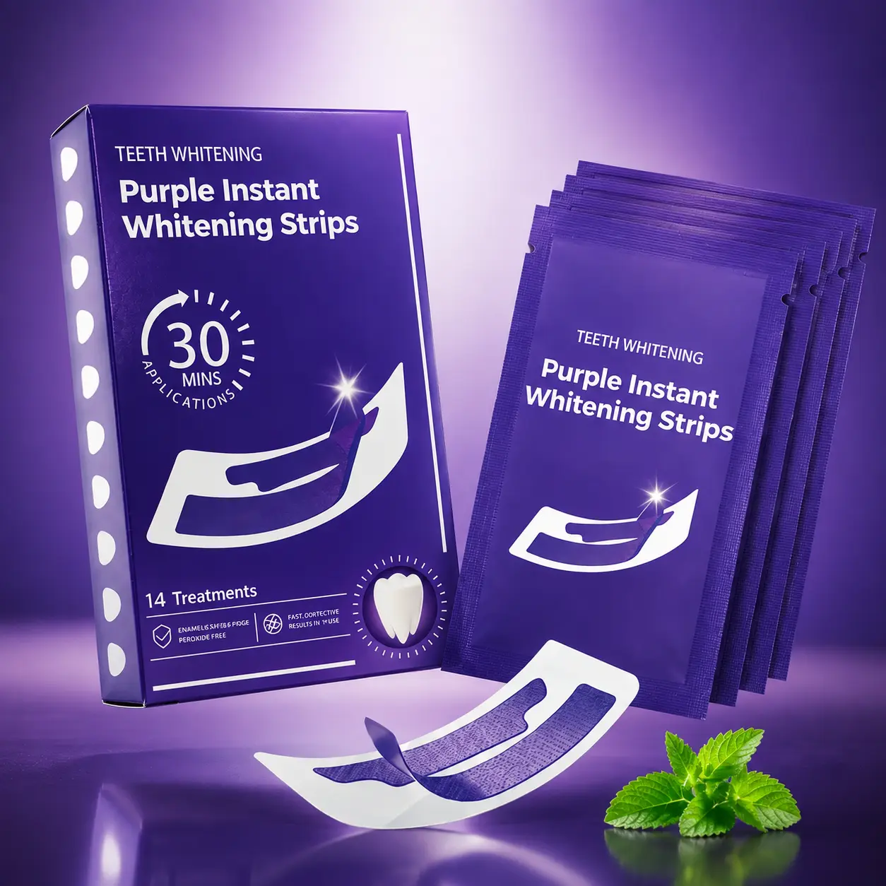 Teeth Whitening Strips 14 Pairs, Easy to Use Smile Care Strips, Comfortable Fit Oral Care Strips, At-Home Daily Use for Brighter Smiles | Purple Teeth Whitening Strips, 28 Whitening Sessions, Purple Tooth Whitening, Tooth Stain Treatment, Combining Whiten