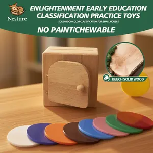 Nesture Natural Beech Wood Montessori Coin Box Solid Wood Object Permanence Toy for Toddlers No Paint Educational Learning Game for Boys Girls Ages 1-3