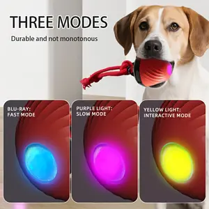 1 interactive intelligent dog ball toy, sports bite resistant dog ball, USB charging, tail rope mobile ball with light dog barking, indoor pet rolling game, suitable for small/medium-sized dogs, relieves boredom and stimulates chewing interest