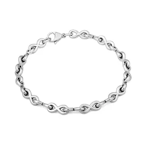 Aprilery Silver Tone Infinity Link Chain Bracelet – Minimalist Symbolic Statement Jewelry
