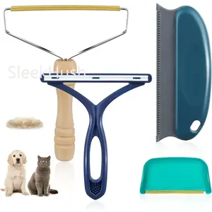 Pet Hair Remover - 4 Pack Dog Cat Hair Remover for Couch Furnitures, Reusable Lint Remover Shaver Portable Carpet Rake Scraper Brush