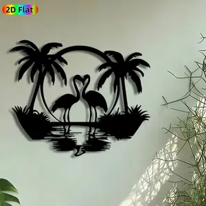 1pc Heart-Forming Flamingos Metal Wall Art, Tropical Flamingo Statue Mural, Artistic Metalwork, Intricate Craftsmanship, Perfect for Valentines Day, Wedding Decor, Home Decor, Indoor Decoration, Ideal Gift for Home Enthusiasts