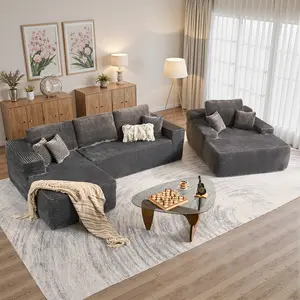 XIZZI Oversized Boneless Conversation Sofa Set, 104" L-Shaped & 48" W Chaise Lounge Couch with High-Density Foam Plush Fabric Spacious Chaise, Modern Comfy Deep Seat Sofa Bed for living Room, No Assembly Required