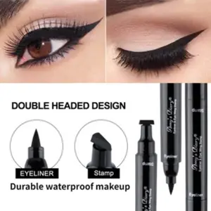 Waterproof Sweat-Proof Smudge-Free Eyeliner Pencil Dual Tip, Dual Head Functionality, Easy First-Time Application, Long-Lasting Color, Natural Post-Sun Effect, Stamp, Durable Waterproof Makeup Cosmetic