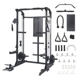 2000LB Power Cage – Dual Independent Pulley System – Heavy Duty Multi-Function Squat Rack & Cable Crossover – Full-Body Strength Training Workout Cage with Attachments for Home Gym
