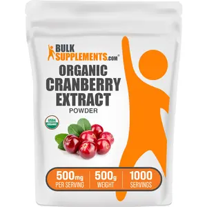 BulkSupplements Organic Cranberry Extract Powder - Edible - Natural Antioxidants - Urinary Support - 500g - 500mg per Serving
