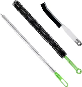 Upgraded Cleaning Brush Kit - 3- Set, Flexible Drain Brush, Crevice Brush with Nie, Ideal for Kitchen, Bathroom, Toilet, Vent