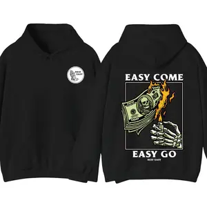 Rest Easy Hoodie - Easy Come Easy Go Skeleton Design, Graphic Hoodie Menswear, Ideal for Casual Wear