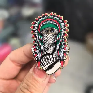 Native Resistance Alliance Warrior – Enamel Pin - Native American Palestine Keffiyeh Unity Solidarity pin