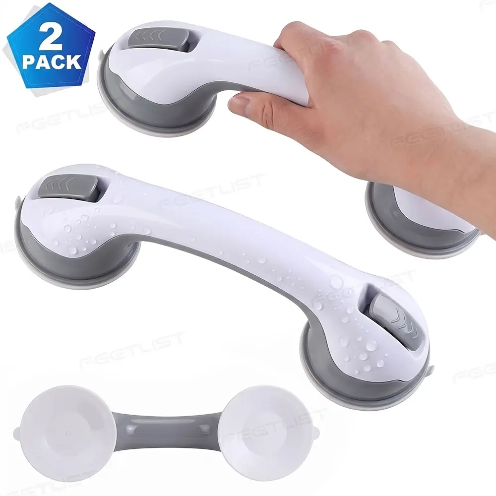 Grab Bars Showers Bathtubs, 2 Pack, 3 Strong Suctions Heavy Duty Shower Handle, 12 Inch Anti Slip Bath Grip Seniors, Elderly