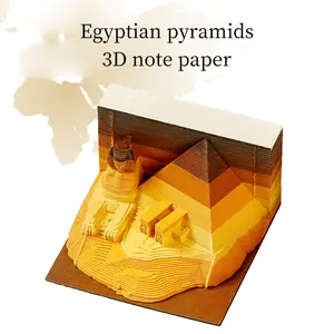 QILILIETH 3D Egyptian Pyramid Sticky Notes Desk Decor - 12+ Model Toy - DIY Creative Gift/Tearable Paper Art Building Blocks/Non-Stick Memo Cube