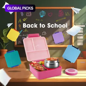 4-compartment Bento Lunch Box with Soup Cup, 1 Set Microwave Safe Plastic Bento Container, Lunch Accessories, Portable Lightweight Food Storage for Travel and Lunches