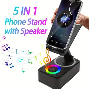 5-in-1 Mobile Phone Stand & Mount - 360° Adjustable Holder for Phones & Tablets, Wireless Speaker, Rechargeable Portable Emergency Accessory, High-Definition Surround Sound Base, Tech Accessories