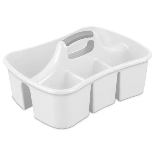 White Plastic Utility Storage Bin – Handy Household Organizer