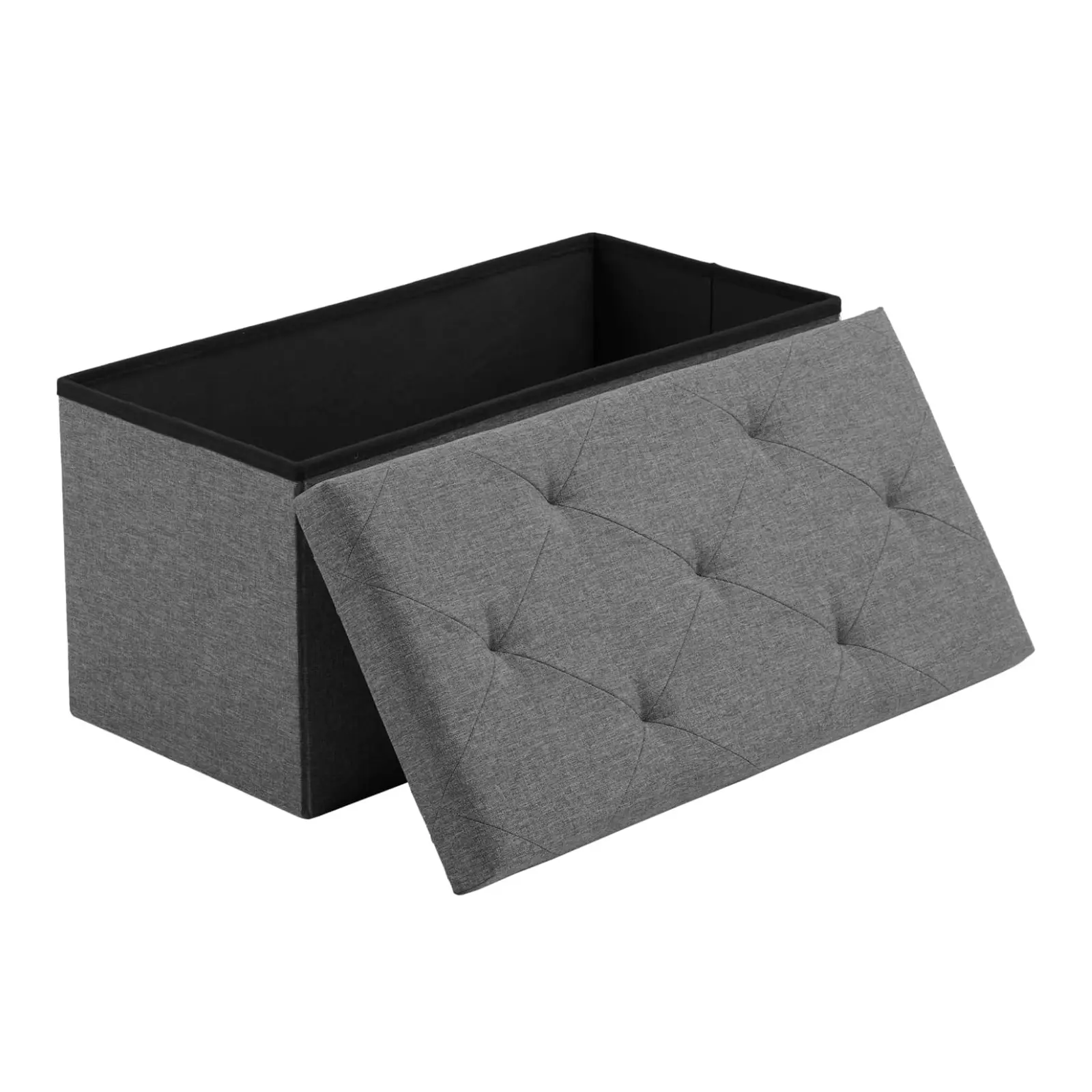 30 Inch Folding Ottoman with Storage, Ottoman Storage Bench for End Of Bed, Living Room, Entryway, Bedroom, Holds 660lbs, Grey
