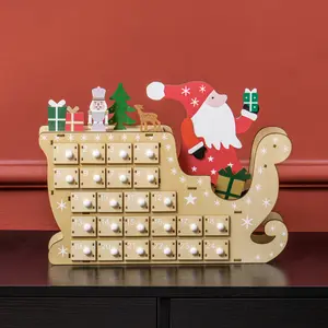 Natural Wooden Christmas Advent Calendar with 24 Countdown Drawers - Reusable Festive Home Decor, Holiday Gift for Kids