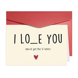 1pc Romantic Valentine's Day Card for Him Her, Sweet Weeding Anniversary Card for Couple, Lovely Birthday Gift Card for GF BF, Funny I Love You Card, Custom Message Card