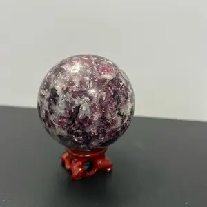 Purple mica crystal sphere with holder